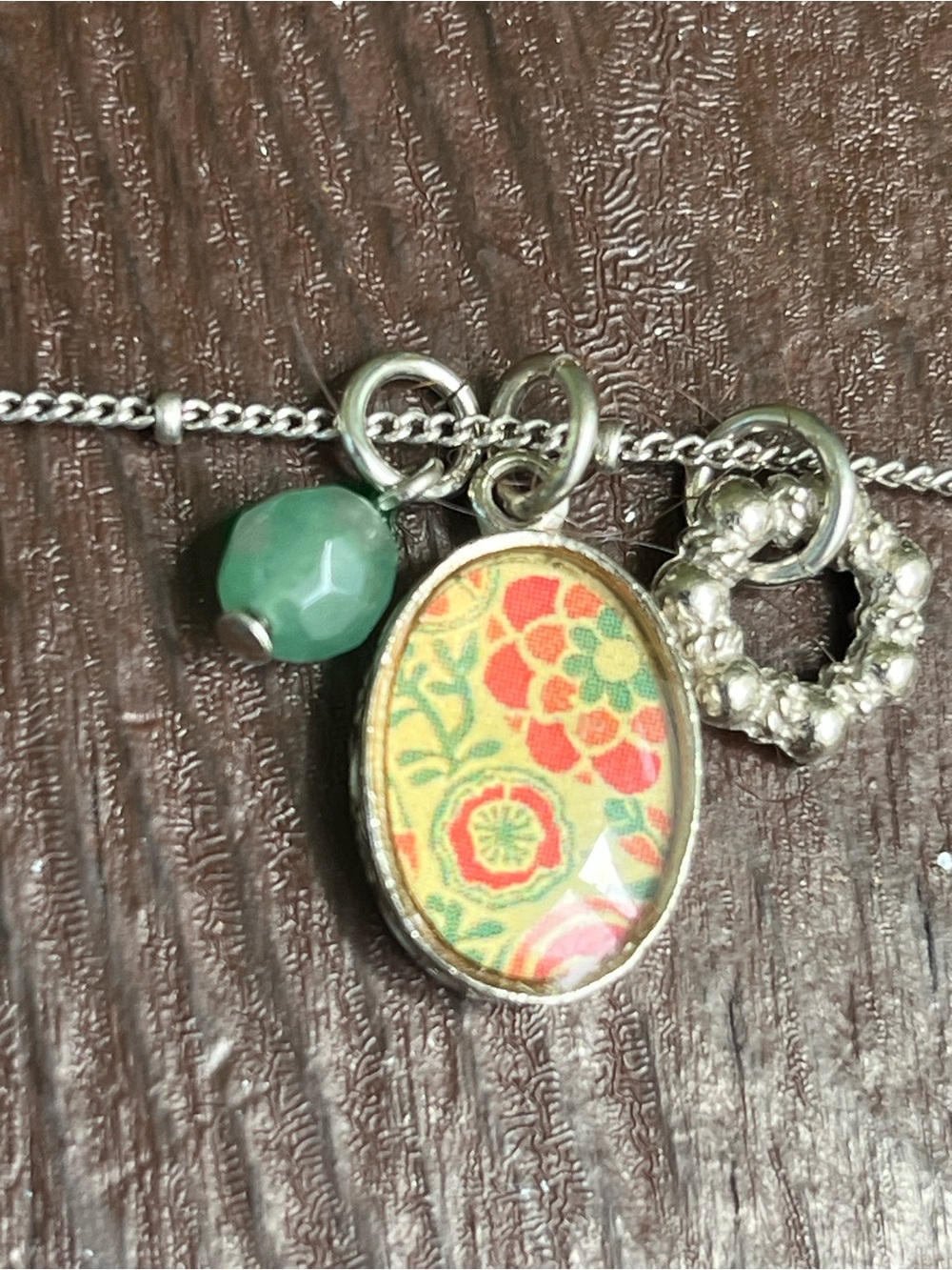 Baked Beads pendant with charms necklace